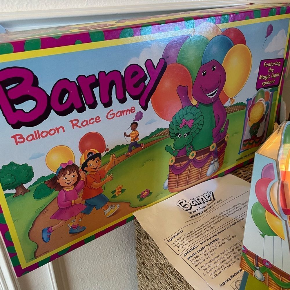 Barney 1993 Parker Brothers Balloon Race Game for kids Learning Colors!